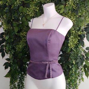 stunning purple bustier top with beaded bow belt